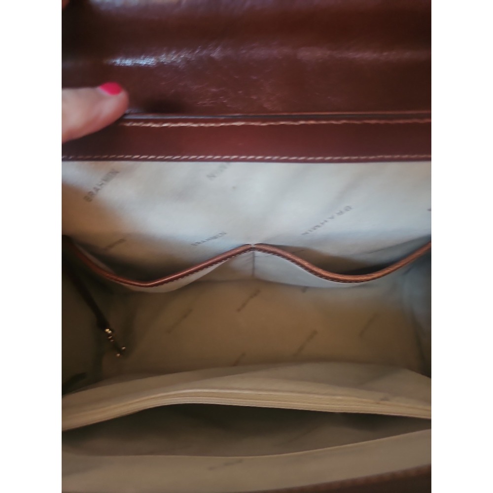 Brahmin Francine Satchel Handbag Purse Brown Leather Buckle Shoulder Strap - Picture 6 of 14